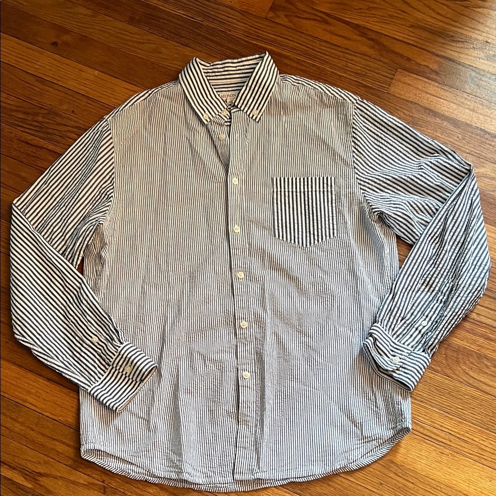 Merona Black and White Striped Button Down Shirt